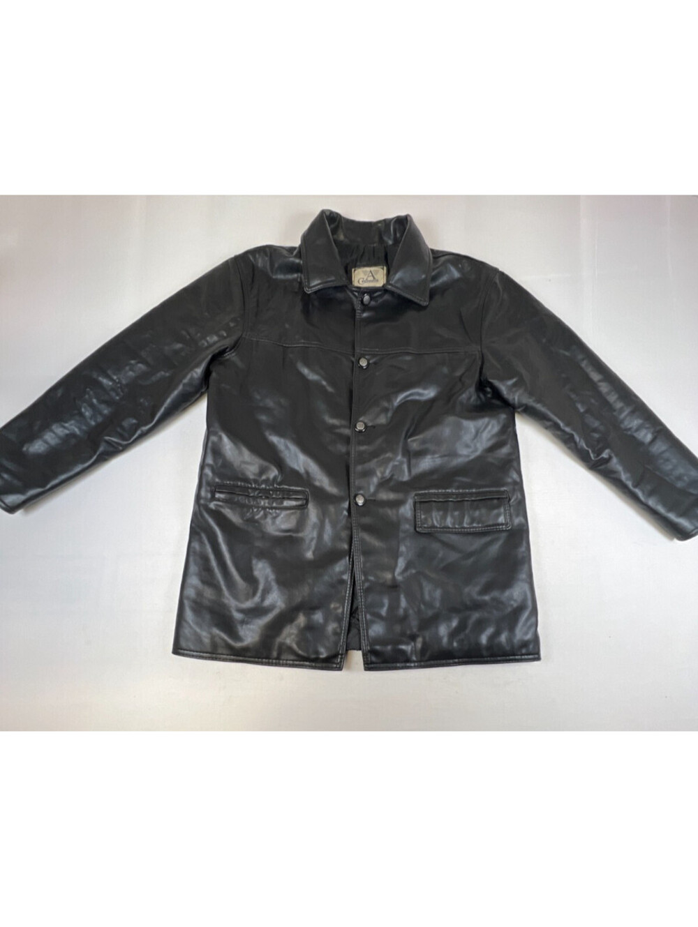 Vintage A Collezioni Men Black Leather Jacket Quilted Lined Large